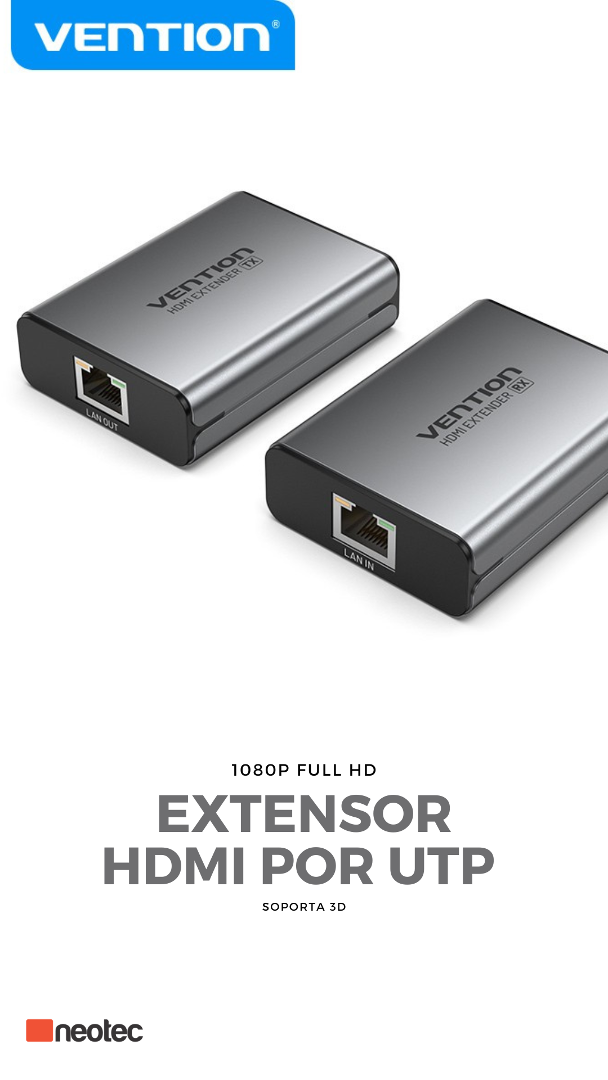 Extensor HDMI X UTP hasta 50 Metros AKGH0 Vention Seguridad y Vigilancia  Accesorios