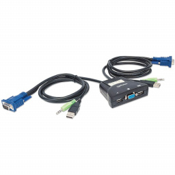 KVM 2 PC USB ccables audio integrado Manhattan