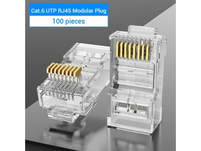 Conector RJ45 CAT6 IDDR0-100 Pack x 100 Vention Redes Accesorios